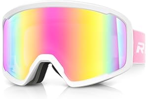 RIOROO Ski/Snowboard Goggles for Men Women, OTG Snow Goggles Anti Fog 100% UV Protection Snowboarding Goggles