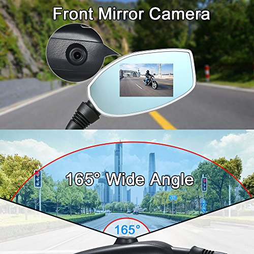KKmoon 2.4 Inch Motorcycle Rearview Mirror Twin Camera Motorbike Dash Cam Video Camcorder