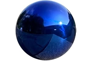 MenggieTone Premium Stainless Steel Gazing Globe Mirror Ball - Stunning Gem Blue Finish, Weather-Resistant, 8-inch Diameter