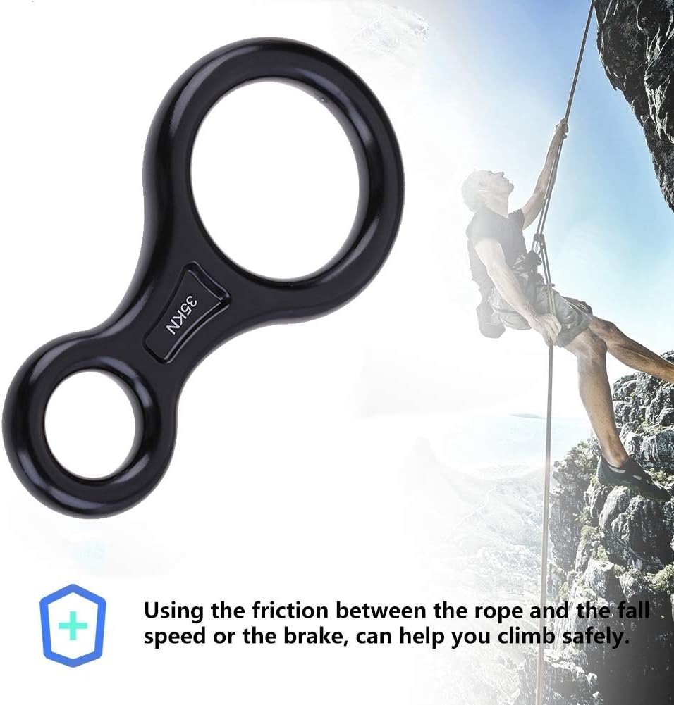 AOKWIT Rescue Figure 8 Descender Climbing Gear Downhill Equipment 35KN/3500kg 7075 Aluminum Alloy Rigging Plate for Climbing Belaying and Rappeling Device (Black) : Sports & Outdoors