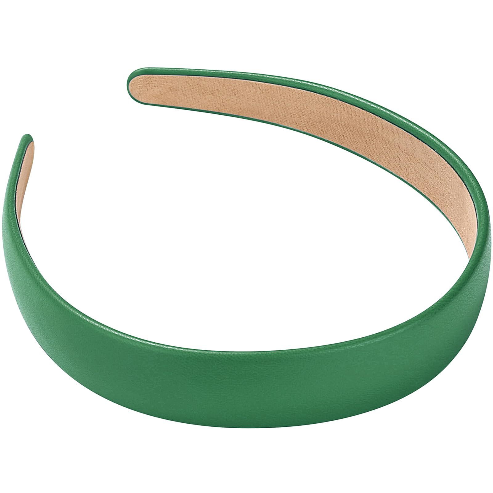 WantGor 1 Inch PU Leather Headband, Wide Padded Hairband Fashion Hair Bands Cute Womens Headbands Holiday DIY Hair Accessories (Green)