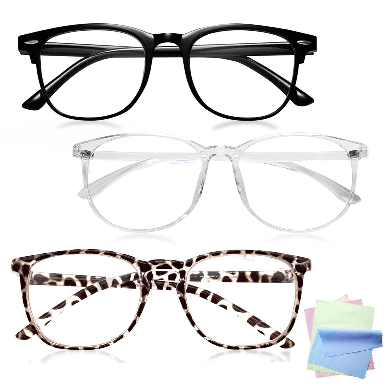 MUNSKT 3 Pack Blue Light Blocking Glasses Slim Round Frame for Women Men Computer Gaming Reading Phones TV Anti UV Glare Blue Light