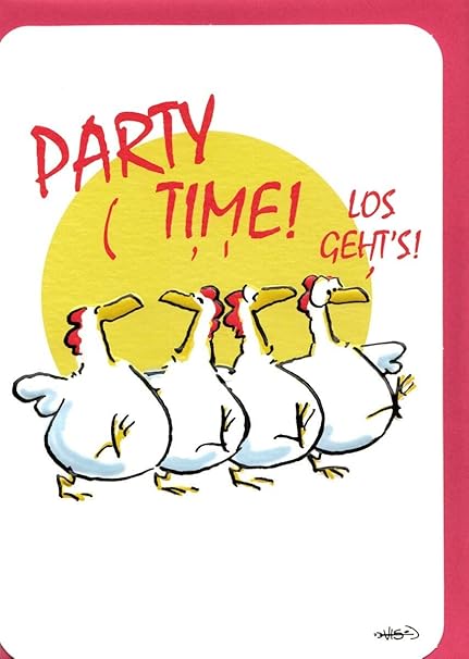Carte D Anniversaire Humoristique Party Time Poules Danse Amazon Fr Fournitures De Bureau