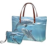 Salabomia 2PCS Tote Bag for Women Top Handle Purse with Wallet, Hobo Bag Tote Shoulder Bag with PU Cosmetic Bag