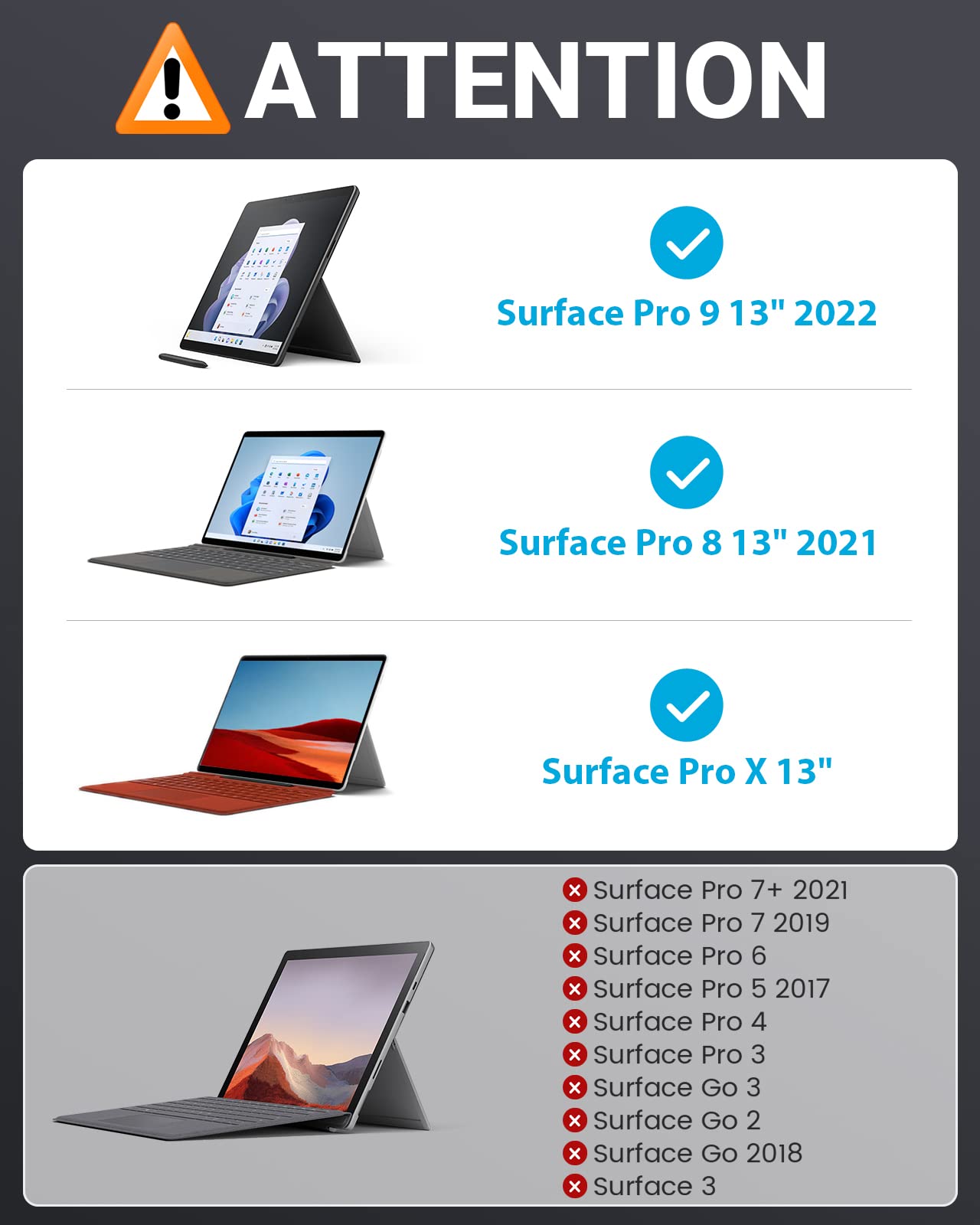 MoKo Type Cover Fit Microsoft Surface Pro 8 2021 / Pro X 13