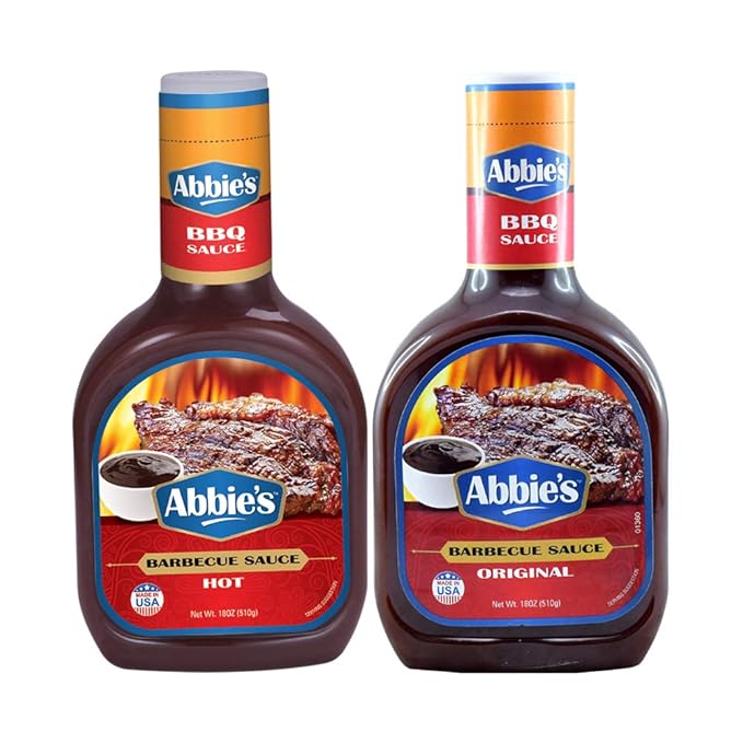 ABBIE'S BBQ Sauce Original 510g + BBQ Sauce Hot 510g, Pack of 1 Each