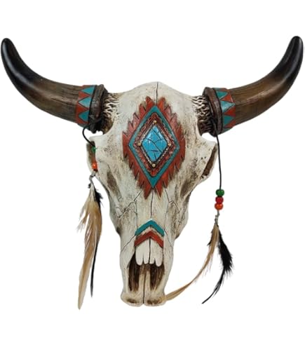 de leon collections バイソン 頭蓋骨 壁飾り Amazon.com: De Leon Collections Distressed Tooled Leather Cow Bull