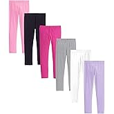 EEZYCHOIC 6 Pack Girls Basic Leggings Cotton Baby Girls' Leggings Soft Footless Stretchy Tights Pants