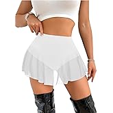 SHENHE Women's Sheer Mesh Skater Skort High Waisted Sexy Flowy Mini Skirt Shorts Skort