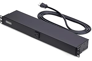 StarTech 13-Outlet Rackmount PDU, 1U Server Power Strip, 1x Front and 12x Rear Ports, Mounted Power Distribution Unit