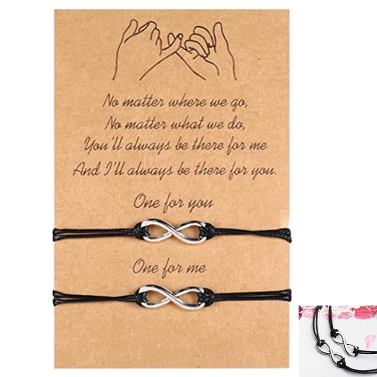 Pinky Promise Bracelets,2PCS Adjustable Bracelet,Couple Distance Matching Bracelets Bracelet Textile,Couple Bracelet for Women Girls Mother Daughter Couples Best Friends.