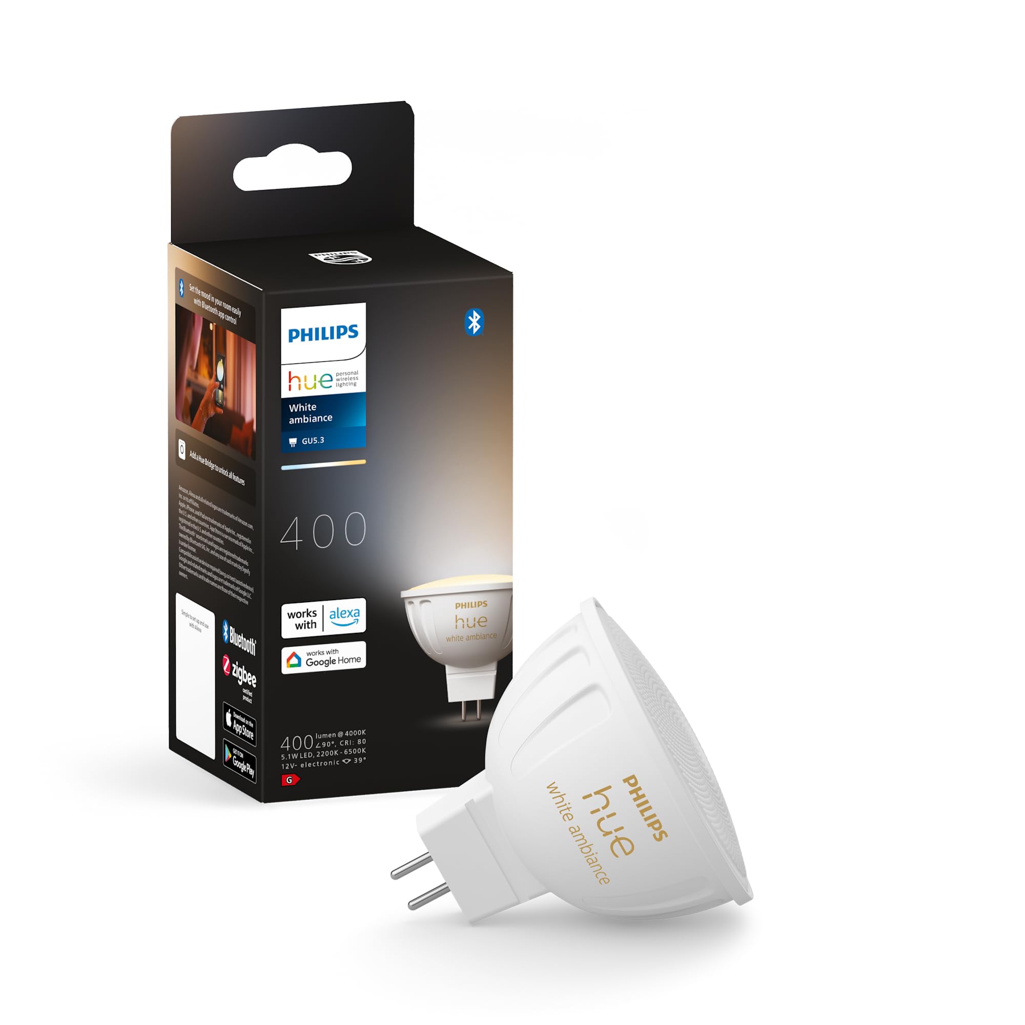 Philips Hue LED Smart Light spot - Warm to Cool White Light - 1 Pack - MR16