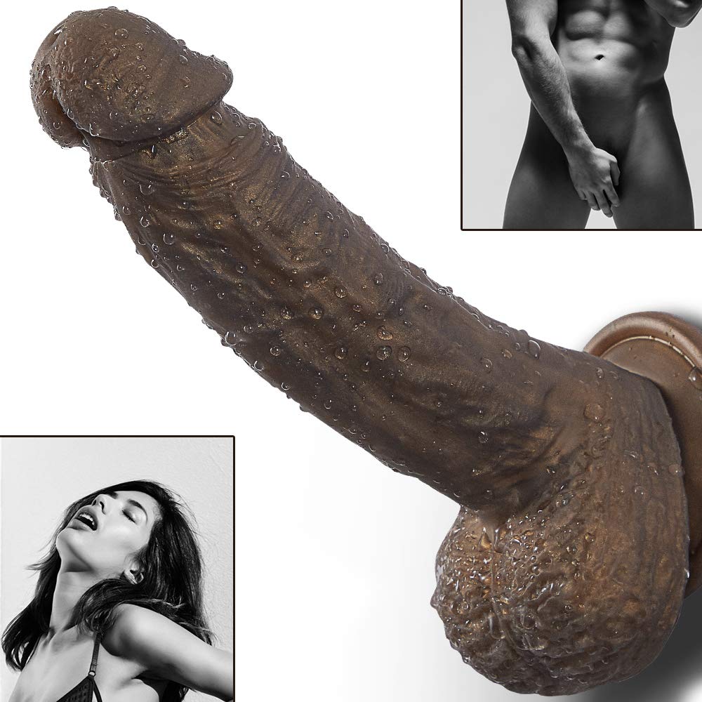 Fondlove Dildo Realistisch Sexspielzeug für Frauen Real Dong Penis Didlo mit Saugnapf Silikon Kupfer Golden Analdildo