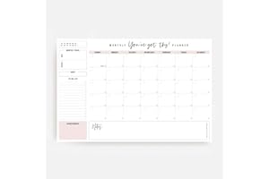 Bliss Collections Monthly Planning Pad, To Do List Notebook - Undated Tear-Off Sheets Notepad - Work Calendar, Organizer, Scheduler for Goals, Tasks - You've Got This (Pink), 12" x 18", 18 Sheets