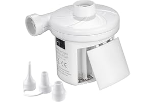 SANIPOE Battery Operated Air Mattress Pump, AC 110V and DC 12V Electric Quick-Fill Blower Portable Inflator Deflator for Inflatables Raft Bed Boat Pool Toy, White