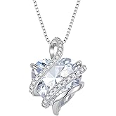 STARCHENIE Heart Birthstone Necklace 925 Sterling Silver Infinity Love Pendant Necklace Jewelry for Women