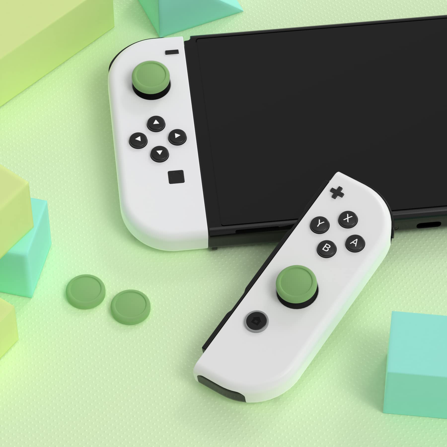 eXtremeRate PlayVital Switch Joystick Caps, Switch Lite Thumbstick Caps, Silicone Analog Cover for OLED Joycon Thumb Grips - Matcha Green