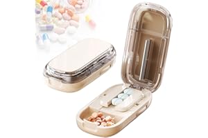 2026 Upgraded Portable Pill Cutter, Pill Splitter for Large Small Tiny Pills, 2 in 1 Pills Cutter & Storage Organizer for Pur