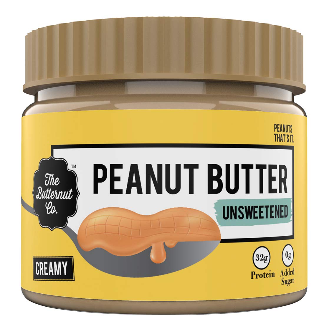 The Butternut Co. Peanut Butter Unsweetened, Creamy 340 gm (No Added