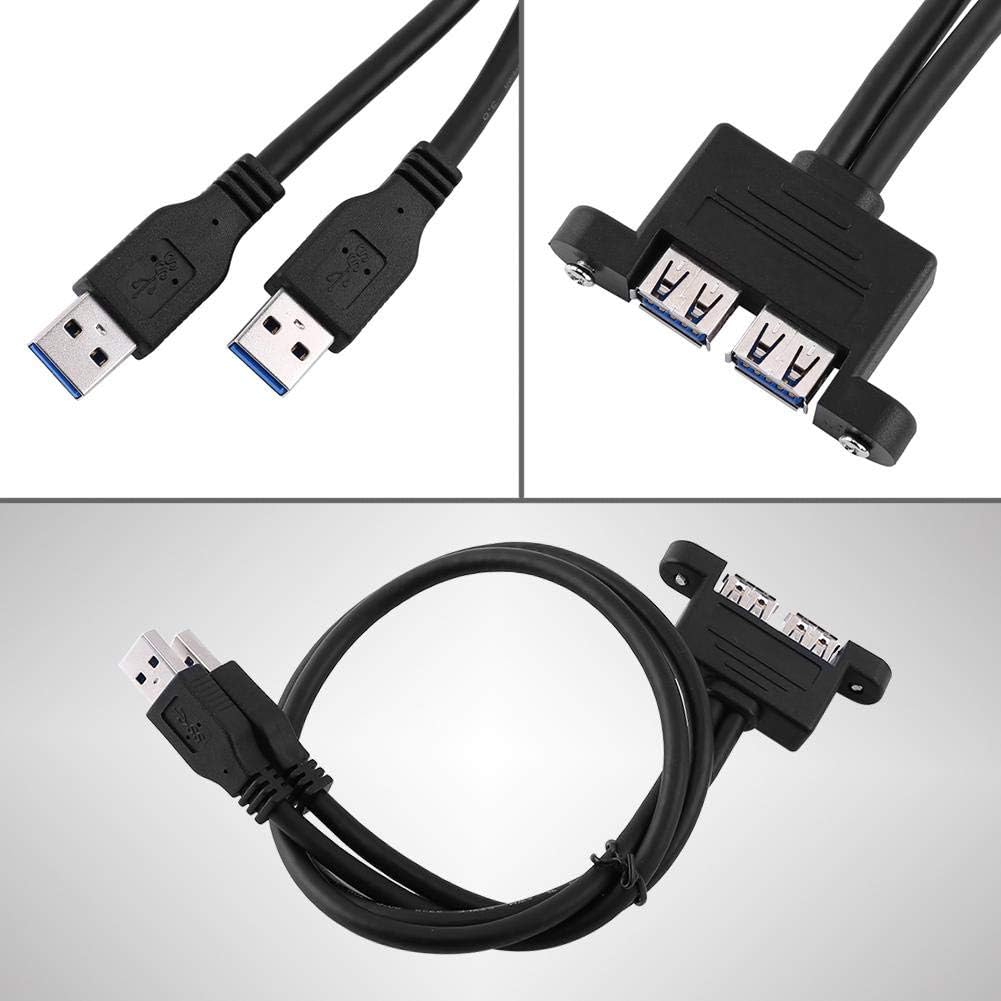 VBESTLIFE Combo Dual USB 3.0 Male to Female Extension Cable with Screw Socket Panel Mount Holes - Image 3