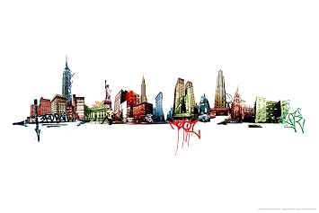 Amazon.com: New York Graffiti Skyline Art Print Poster 12x18 ...