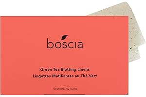 boscia Green Tea Blotting Linens - Vegan, Cruelty-Free, Natural Skin Care - Oil Blotting Sheets for Face - For Combination to Oily Skin Types - Travel Size - 100 Sheets