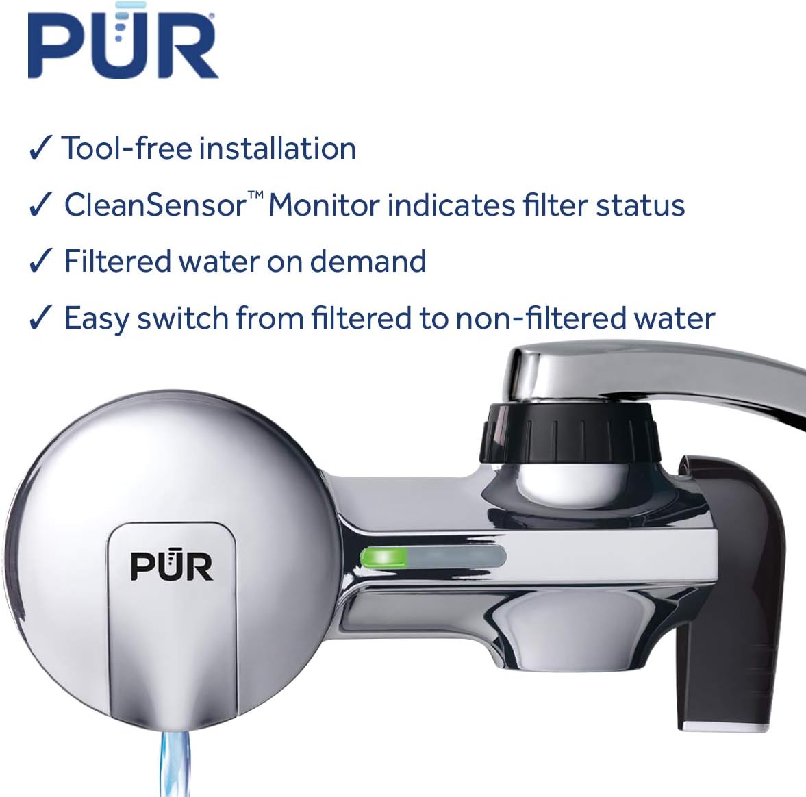 PUR PFM400H Faucet Water Filtration System, Horizontal, Chrome - - 