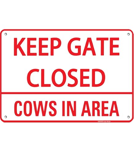 Metallschild 'Keep Gate Close Cows In Area' – Wetterfeste Alu-Tafel Für Privatgrundstück & Farm