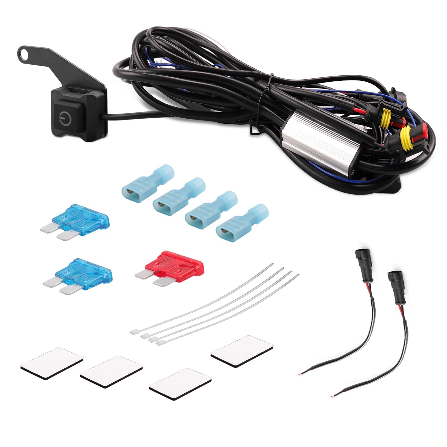 Photo 1 of Erato Motorcycle LED Light Bar Wiring Harness Kit 10A 15A Blade Fuse 12V On Off Switch 2 Leads Control 2 Lamp, Power Relay Wire Kit for Fog Light Auxiliary Work Lights, 18AWG