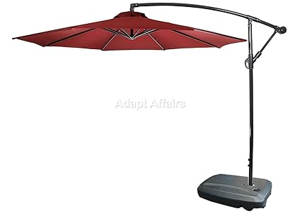 Invezo Impression Garden Umbrella Side Pole Patio Umbrella with Portable Water Base Can be used as Garden Umbrella, Outdoor Umbrella, Terrace Umbrella, Resort Umbrella, Cantilever Umbrella, Lawn Umbrella, Beach Umbrella, Premium Umbrella for Hotels and Resorts (9 Feet Diameter, Maroon Color)