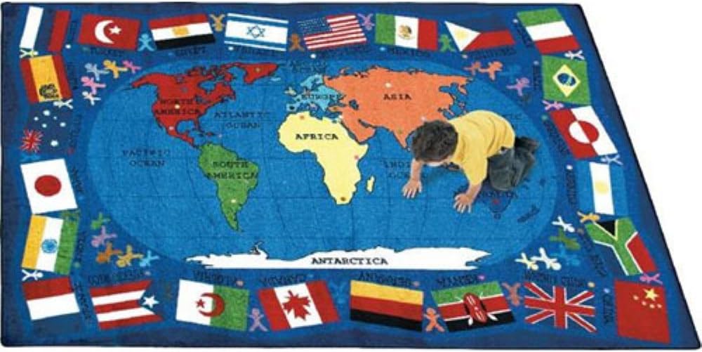 Joy Carpets Kid Essentials Geography & Environment Flags of The World Rug, Multicolored, 10'9" x 13'2"