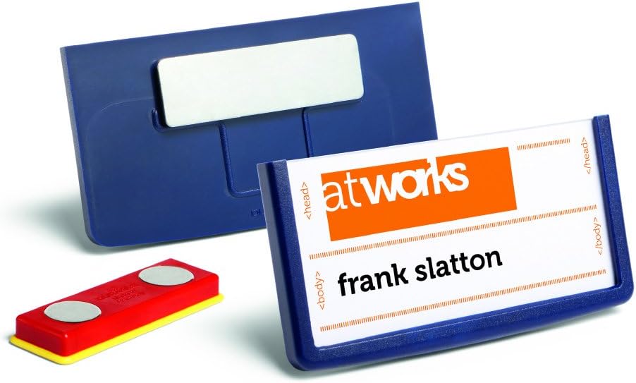 Durable 850207 Name Badge Frame with Magnet 30 x 60 mm - Dark Blue (Pack of 25)