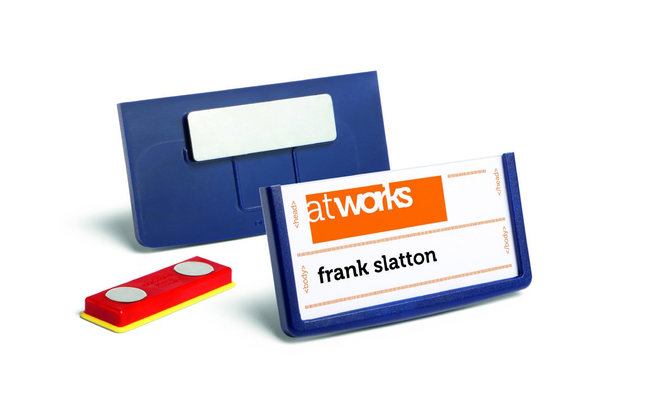 Durable 850207 Name Badge Frame with Magnet 30 x 60 mm - Dark Blue (Pack of 25)