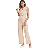 Allegra K Women's Work Jumpsuit Formal Office Sleeveless Wide Leg Jumpsuits Dressy Romper