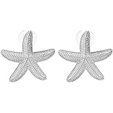 Silver Starfish Earrings for Women, Ocean-Themed Non-Fading Starfish Studs Summer Beach Jewelry Fashionable Statement Accessories for Women