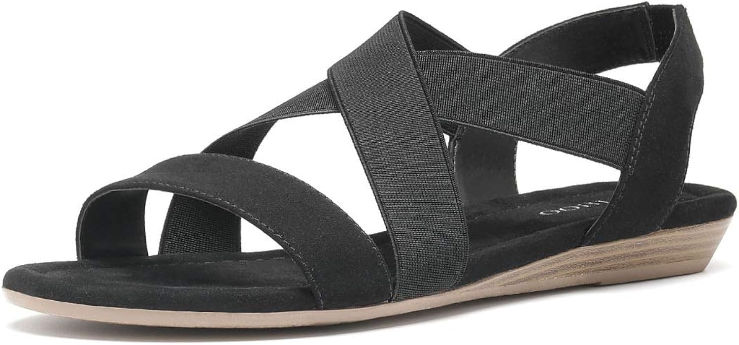 black flat criss cross sandals