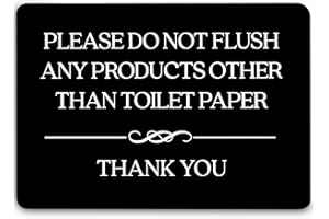 GLOBE ROCKET Do Not Flush Toilet Sign (Black Acrylic 5 x 3.5 in) - Do Not Flush Anything Except Toilet Paper - Do Not Flush Feminine Products Sign - Bathroom Signs for Business - Restroom Sign - Airbnb Signs -