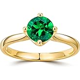 Wyyxl Moissanite/Sapphire/Ruby/Emerald/Engagement Wedding Ring, 1 Carat Weight, Stackable Silver or Gold Band, Size 4-10 Choice, VVS Clarity D Color Rings Luxury Jewelry for Women