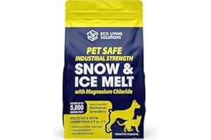 ECO LIVING SOLUTIONS - Snow & Ice Melt | Pet Safe | Industrial Strength | Magnesium Chloride | Works Under -1 °F | Safe for Concrete Driveway and Roof | Better Than Rock Salt (19 LBs)