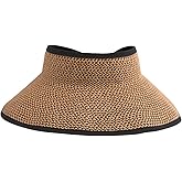 San Diego Hat Company Signature Women's Ultrabraid Large Brim Visor with Ribbon Binding & Sweatband, Sun Hats for Women, Mixed Black/Red