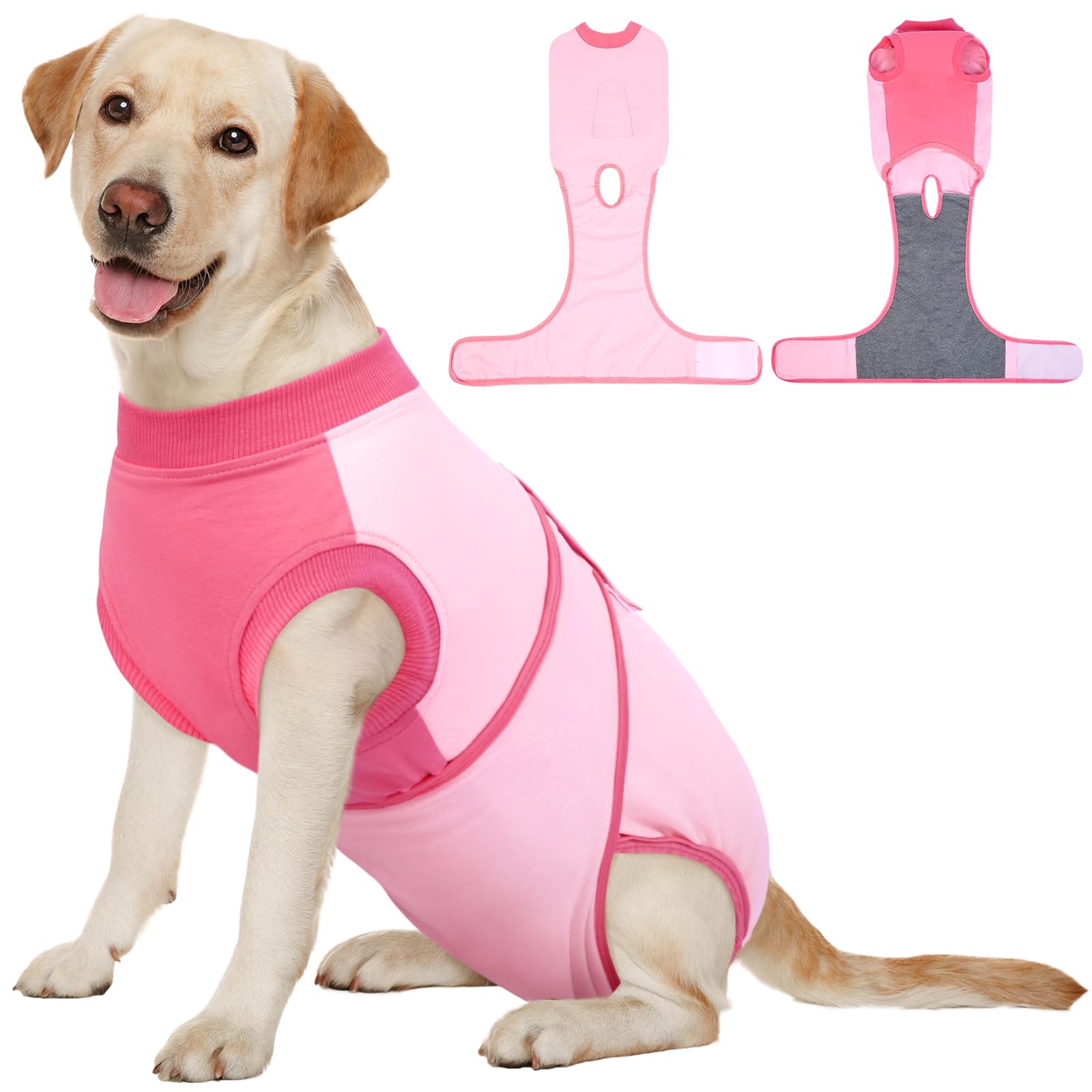 Photo 1 of Kuoser Recovery Suit for Dogs, Soft Dog Spay Suit for Female Surgery Recovery, Breathable Dog Neuter Recovery Suit Male, Anti Licking Dog Onesie for Abdominal Wounds Cone Alternatives, Pink XL