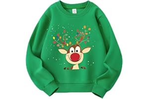 AQYLXLHH Toddler Boys Girls Christmas Sweatshirt Kids Ugly Xmas T-Shirt Excavator Deer Graphic Long Sleeve Outfit 2-7 Years