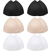 Telooco 6 Pairs Bra Inserts, Sports Bra Pads, Removable Pads for Bras Inserts for Sports, Swimwear, Dresses Women(Skin, Black, White)