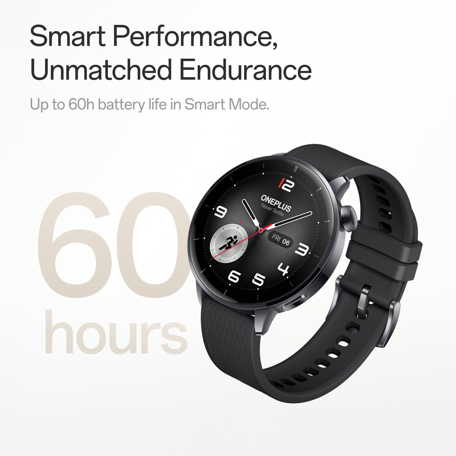 OnePlus Watch 3 43mm Acero negro, WearOS, Acero negro, 32GB de almacenamiento, 60h de duración de la batería, Bluetooth, Navegación GPS, Cara redonda, Pantalla de 1,32 pulgadas