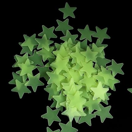 Pindia Plastic Luminous Fluorescent Glowing Night Sky Wall Sticker Radium Glow Stars Starry Sky (2 cm x 2 cm x 1 cm, Green, Set of 55)