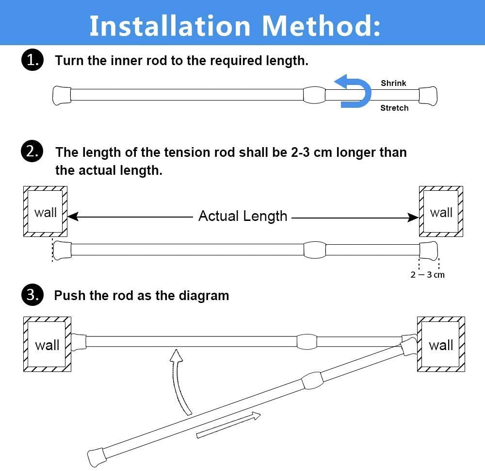 GoodtoU 6 Pack Tension Rods 28 to 48 inches(Approx.)Spring Curtain Rod Tension Curtain Rod: Home & Kitchen