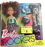 Magenta Curly Haired Chelsea Doll, 5.5 inches tall with Purple Headphones, Lime Colored Boombox and Fashion Accessories Giftset,