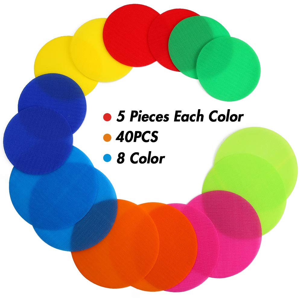 Koogel 40pcs Carpet Markers,2Size Carpet Spots Carpet Markers Kids Preschool Kindergarten Teachers Classroom Dots for Floor