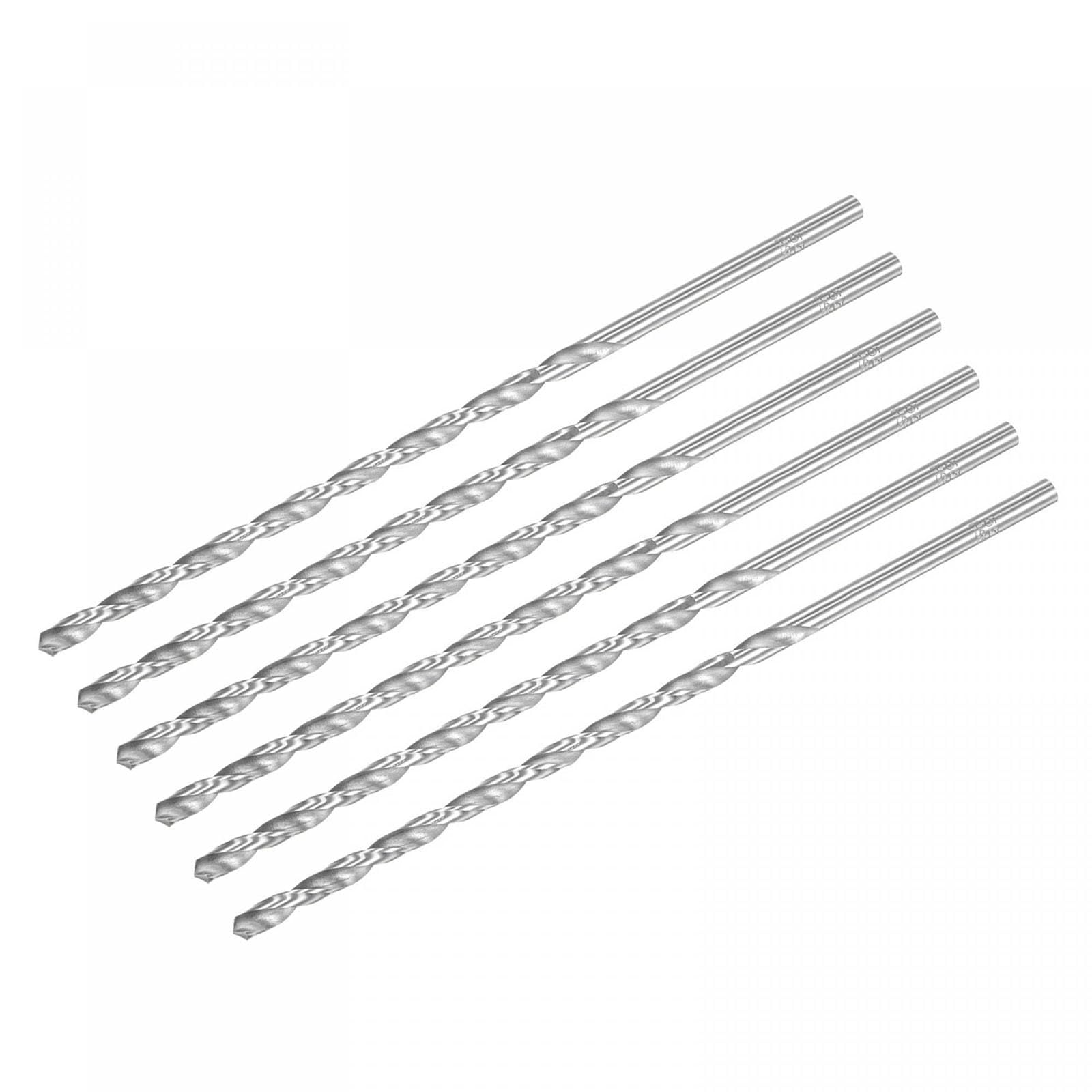 TA-VIGOR 6Pcs 5.5mm Extra Long Twist Drill Bits, 200mm Length High-Speed Steel HSS Straight Shank Spiral Drill Bits for Wood Metal Aluminum Plastic