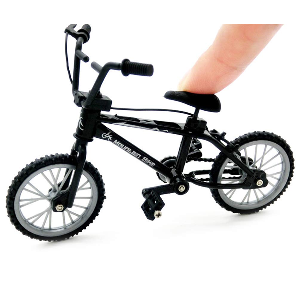 1/18 Diecast Bike Action Figure Toy,Mini Finger Mountain Bike Bicycle Art Crafts Desktop Decor - Black